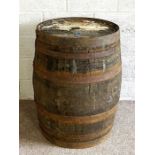 An oak and iron bound sherry/ whisky cask. 90cm high