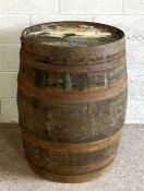 An oak and iron bound sherry/ whisky cask. 90cm high