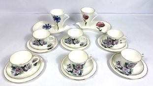 A group of tea wares, including a Staffordshire service decorated with roses (a lot)