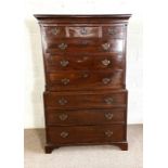 A George III mahogany chest on chest,  with moulded cornice, over three short drawers and three long