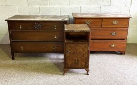 An Edwardian chest of four drawers, together with a beech chest of drawers, and a burr walnut