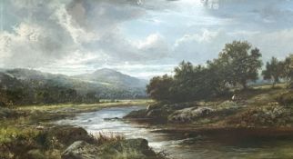 J. Steyn, 19th century, Figures beside a Highland River, oil on canvas, signed LR: J. Steyn. 60cm