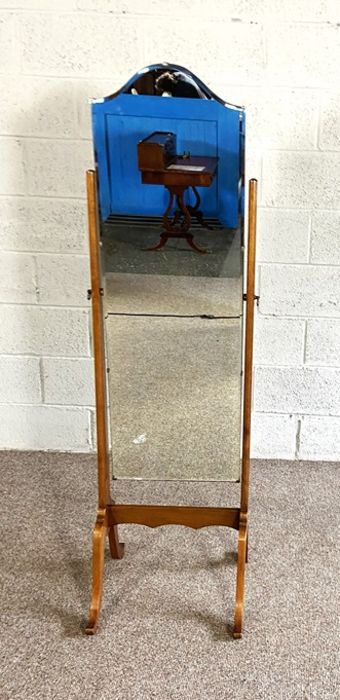 A small early 20th century bedside cabinet; together with a cheval mirror (2) - Image 5 of 6