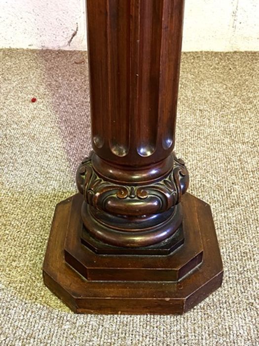 A handy heavy mahogany George III style torchere or portrait bust stand, 19th century, with fluted - Image 3 of 3