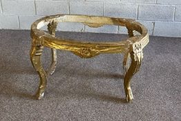 A group of furniture, including a gilt table base; two chairs, a small folding occasional table, and