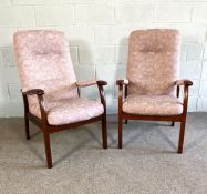 Two modern armchairs, with pink upholstery (2)