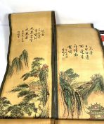 A group of vintage Chinese & Japanese decorative scrolls, including a print of red crown storks