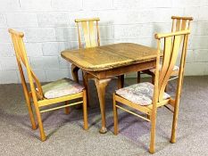 A set of four Ercol 927 pattern ash dining chairs, with bentwood double bar backs; together with a
