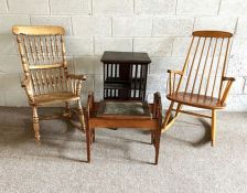 A group of furntiture, including a Windsor type turned ash wood rocking chair; a similare Ercol