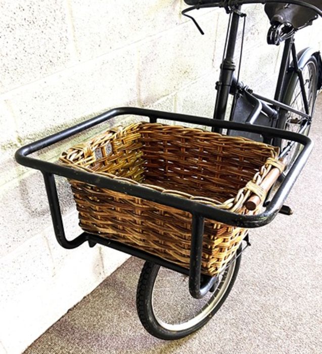 A painted Pashley style vintage Butcher’s bicycle, with wicker basket and support frame, the leather - Image 3 of 6