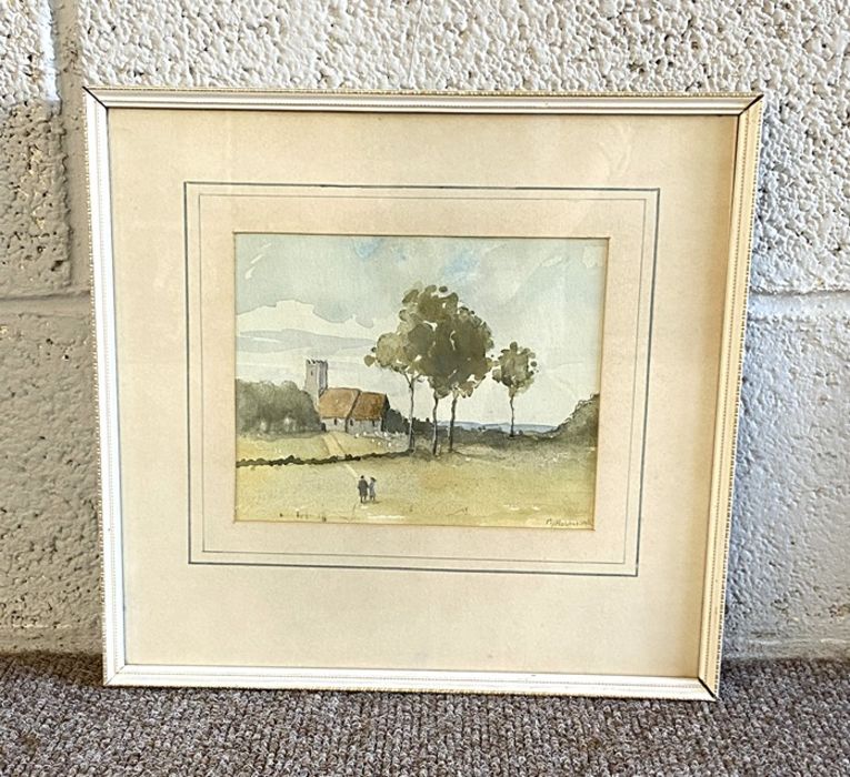 A group of 11 assorted watercolours and pictures, including Fishing in a highland river; a Borders - Image 8 of 16