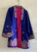 A Chinese decorative jacket, with floral collar, together with similar clothing (5)