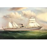 Charles Kensington, British (19th C. -1914), Steam sailing ship SS Florence, oil on canvas, signed