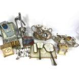 Miscellaneous silver plate and other works of art, including a silver plated tray, two modern