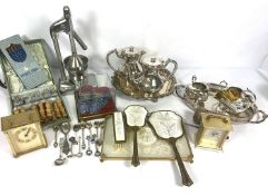 Miscellaneous silver plate and other works of art, including a silver plated tray, two modern