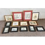 A group of thirteen assorted small decorative pictures and prints, including townscapes and highland