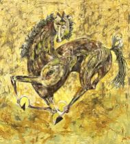 Contemporary, 20th century, After Picasso, Horse, acrylic on board, back board with indistinctly