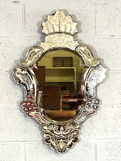 An Italian style Baroque wall mirror, early 20th century, with multiple mirrored border plates, - Image 2 of 5