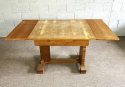 A vintage draw leaf dining table, with pier supports, 152cm long (extended) and a small decorative