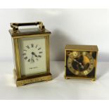 A Mappin & Webb gilt brass cased carriage clock, 20th century, with Roman numerals, signed dial,