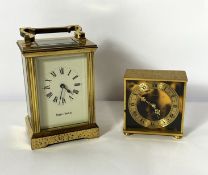 A Mappin & Webb gilt brass cased carriage clock, 20th century, with Roman numerals, signed dial,