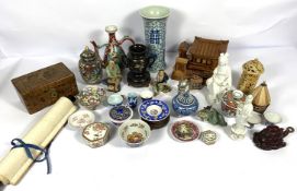 A large assortment of Chinese and oriental decorative works of art and ceramics, including a