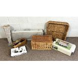 Miscellaneous items, including a Snowbee fish smoker; a pair of fishing rod car mounts; two baskets;