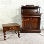 A Victorian style chiffonier, with gallery top, two drawers and two cabinet doors, 134cm high,