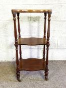 A late 19th century three tier whatnot, with serpentine shaped tiers and turned supports, 83cm high