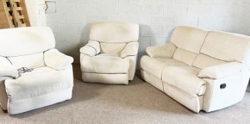 A modern reclining two seat sofa and two armchairs (4)