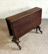 A small Victorian mahogany Sutherland table, with rectangular drop leaf top; 140cm long (extended)