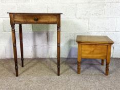 A small late Victorian mahogany side table, with a single drawer and turned legs, 61cm wide; also
