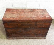 A large stained pine blanket or tool chest, with hinged lid. Ideal for toys and Lego, 63cm high,