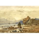 I Lauder, British, 19th century, Collecting cockles, watercolour, signed LR: I Lauder, 87/84, 30cm x