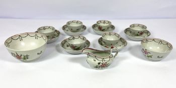 A pretty late Georgian pearlware tea service, circa 1800, possibly New Hall factory, comprising