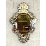 An Italian style Baroque wall mirror, early 20th century, with multiple mirrored border plates,