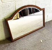 An arched topped wall mirror; 62cm x 95cm; together with a vintage pressed copper & brass umbrella