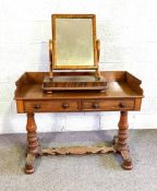 A pretty Victorian mahogany washstand, circa 1870, with three quarter gallery top, two frieze