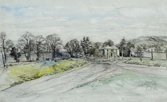 James Mcintosh Patrick, Scottish (1907-1998), Lochton, charcoal and watercolour, signed, inscribed