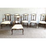 A set of six Edwardian mahogany framed salon chairs, also a modern Kitchen table (7)