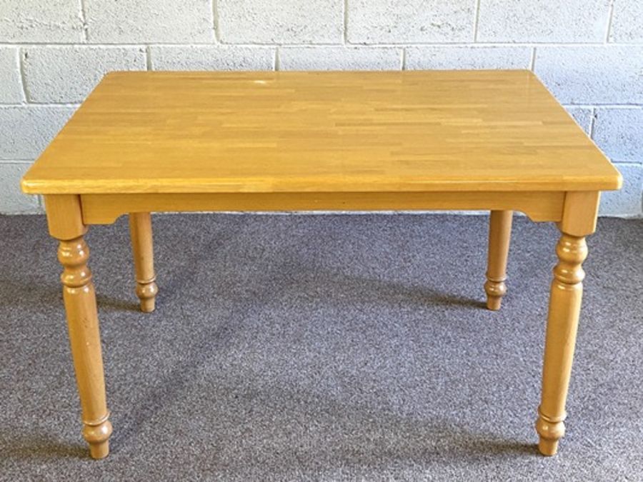 A set of six Edwardian mahogany framed salon chairs, also a modern Kitchen table (7) - Image 2 of 4