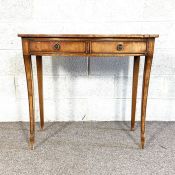 A modern two drawer bedroom console/ dressing table, with tapered legs, 20th century