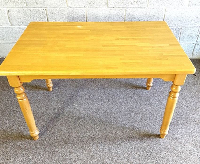 A set of six Edwardian mahogany framed salon chairs, also a modern Kitchen table (7) - Image 3 of 4