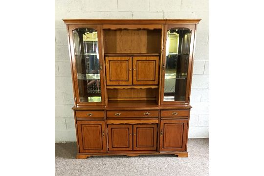 A modern veneered ash china cabinet, with two glazed cabinet doors, niches and arrangement of - Image 3 of 10