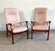 Two modern armchairs with padded arm rests (2)