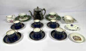 Assorted items, including a mid 20th century coffee service, with blu ground, including coffee