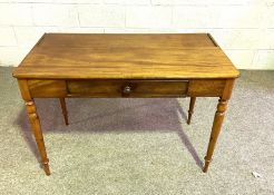 A mahogany console table, with single frieze drawer and four turned and tapered legs, 75cm high,