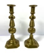 A pair of 19th century brass candlesticks (2)