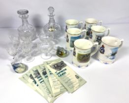 Assorted ceramics and glass, including a set of six Danbury Mint RAF commemorative tankards, each