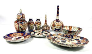 A selection of Japanese and Chinese Imari, late Meiji & Qing, including a large ovoid bottle vase,